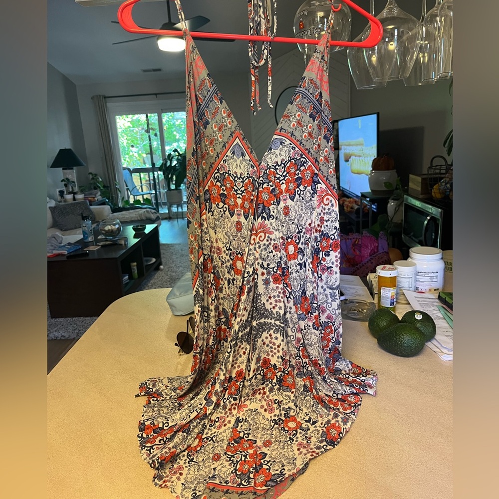 BLUE LIFE PAISLEY HALTER MINI DRESS.